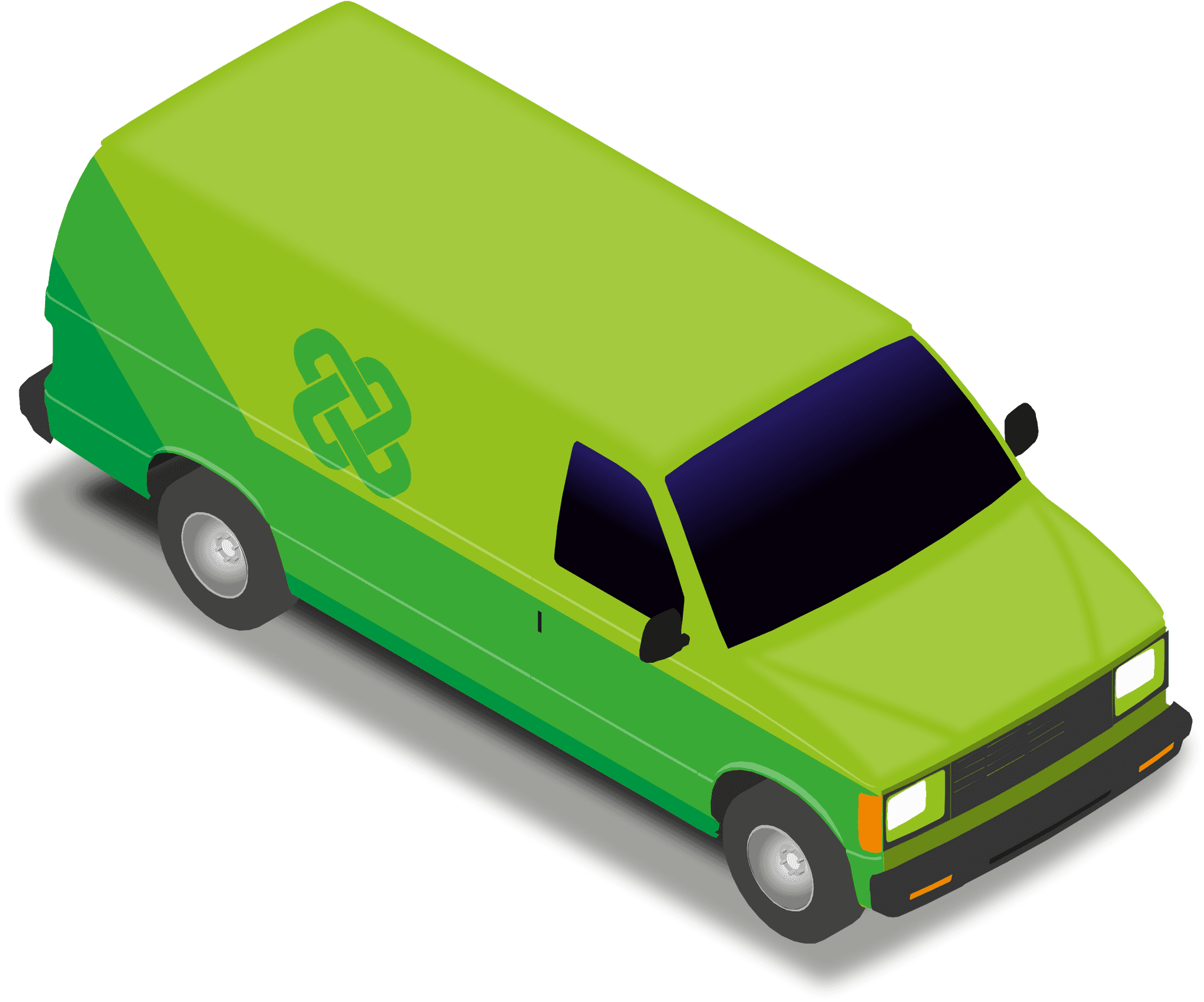Green Delivery Van Isometric View PNG