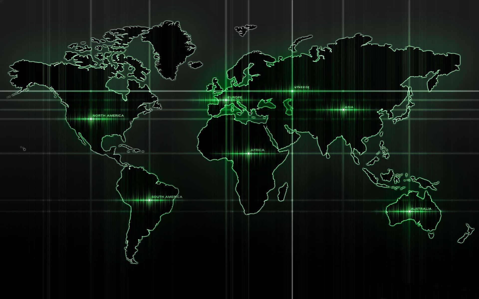 Mapadel Mundo En Negro Y Verde Para Escritorio. Fondo de pantalla