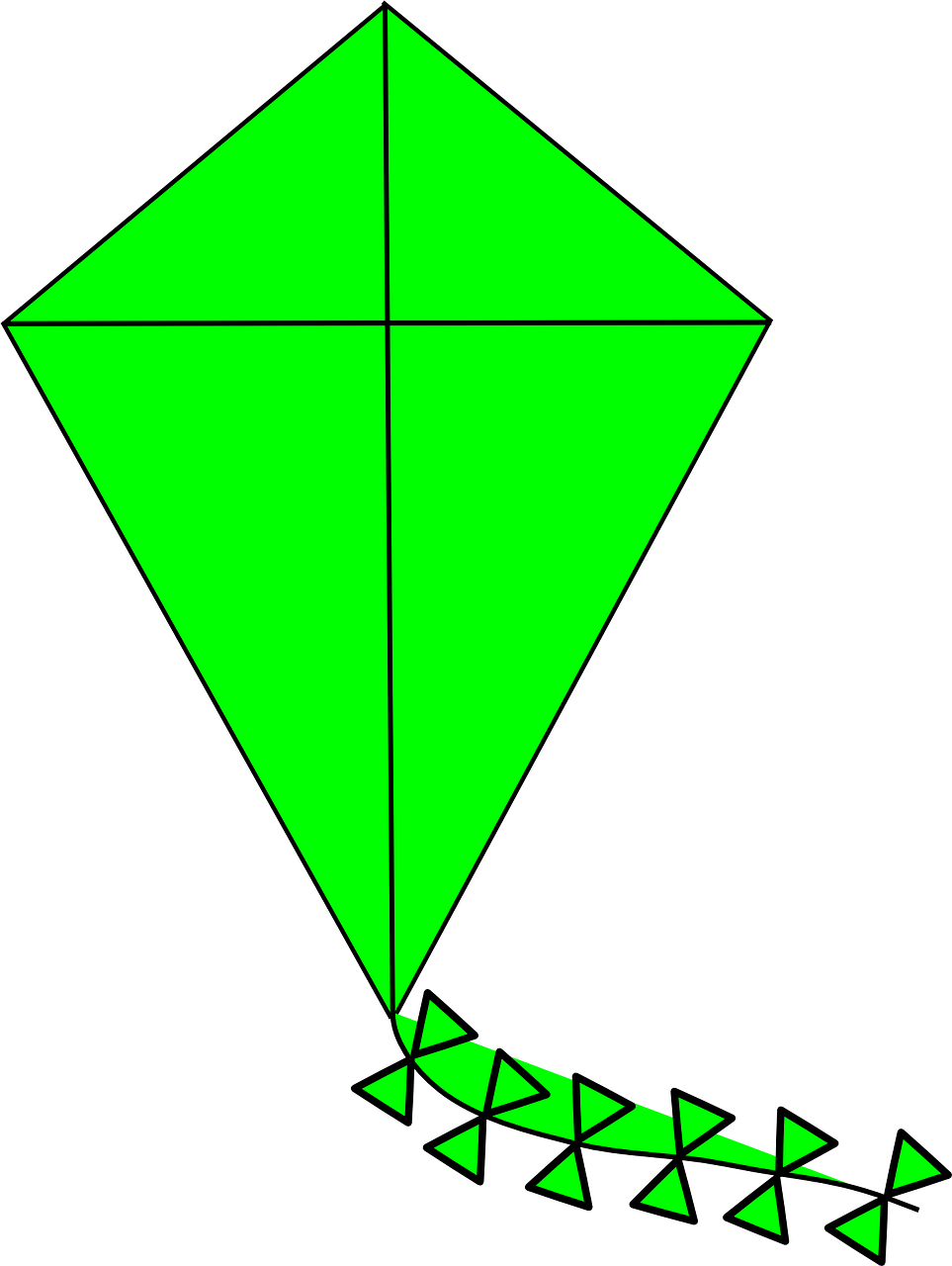 Download Green Diamond Kite With Tail 