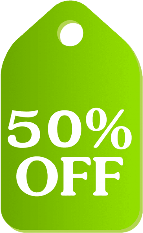 Green Discount Tag50 Percent Off PNG