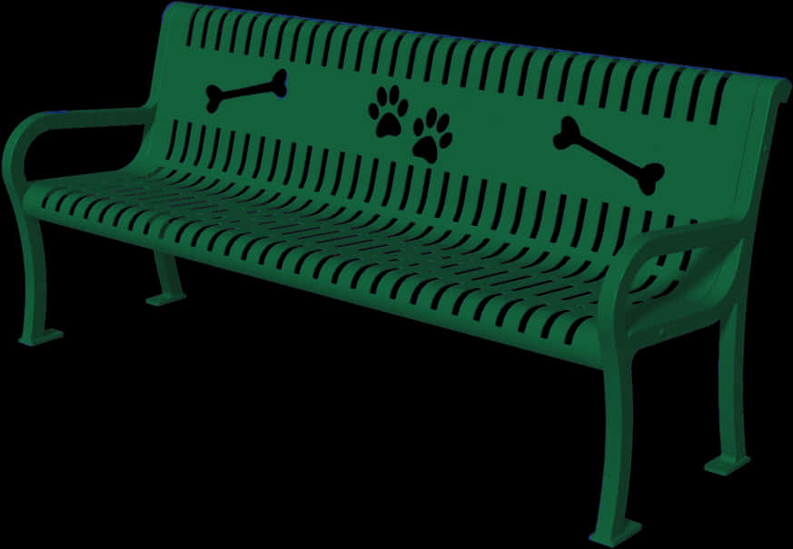 Green Dog Themed Park Bench PNG