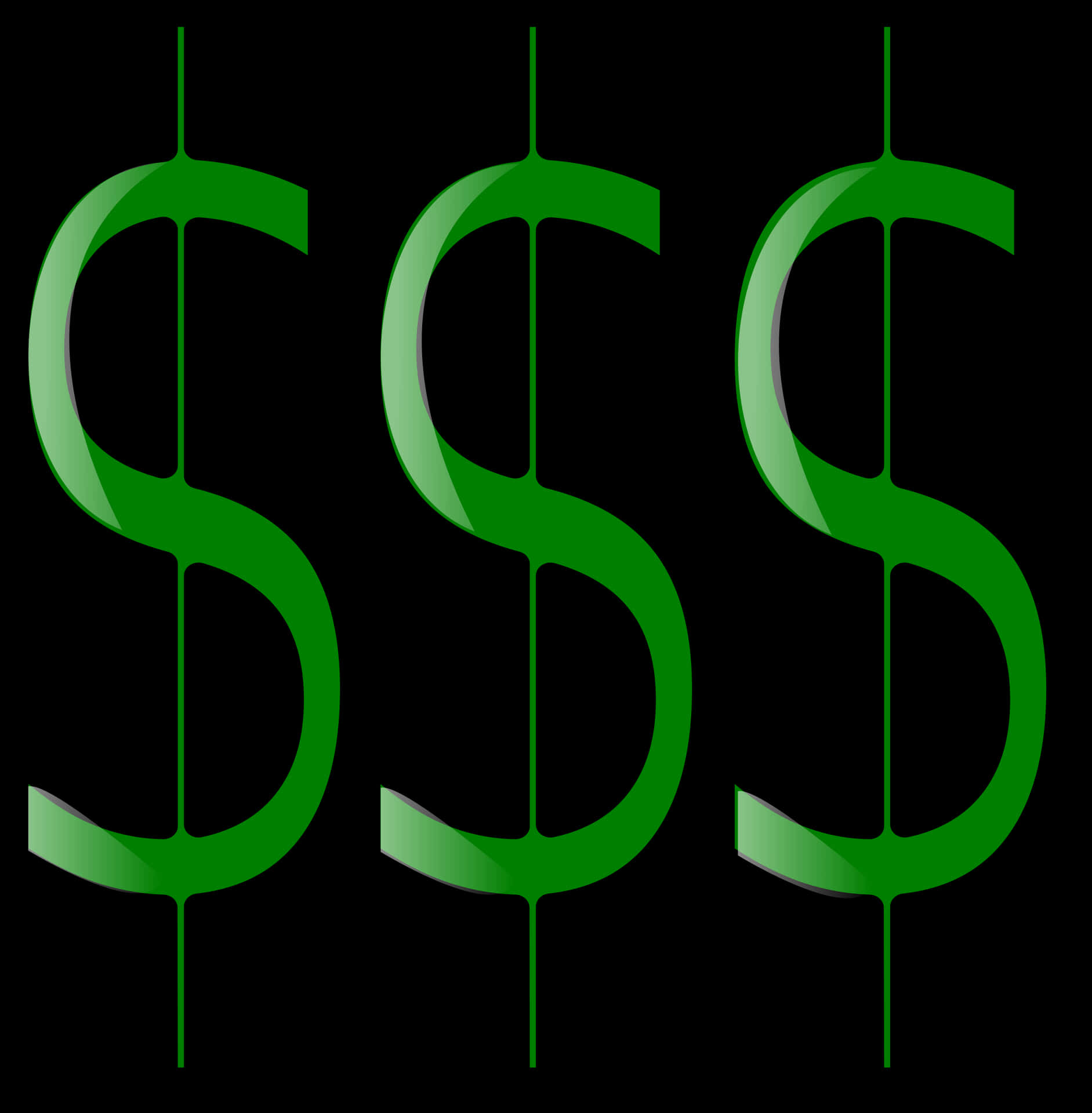 Green Dollar Signs Triple Array PNG