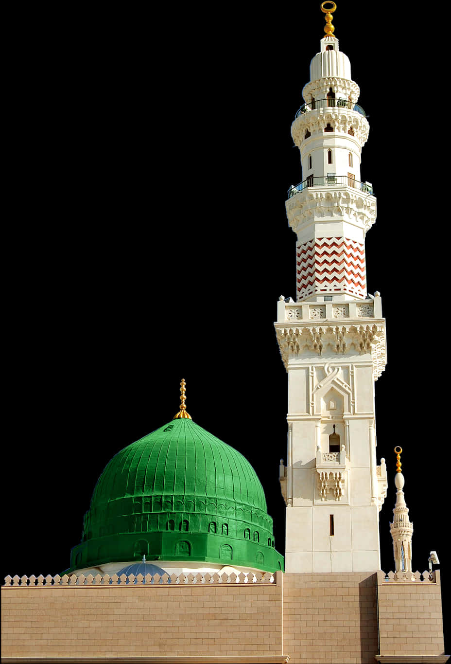 Green_ Dome_and_ Minaret_ Masjid_ Nabawi PNG