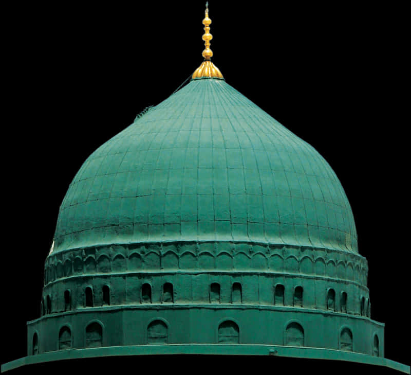 Green Domed Mosque Nighttime PNG
