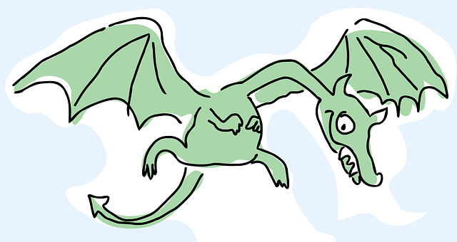 Green Dragon Doodle Illustration PNG