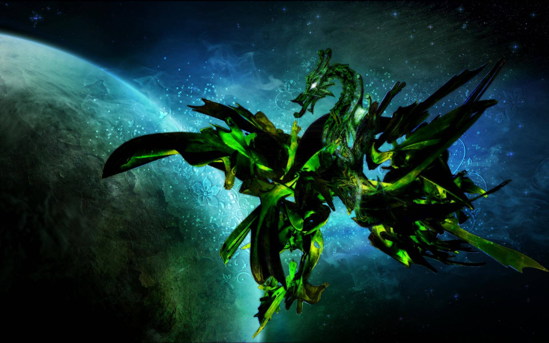 Green Dragon In Space Wallpaper