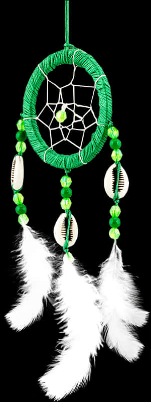 Green Dreamcatcher Black Background PNG