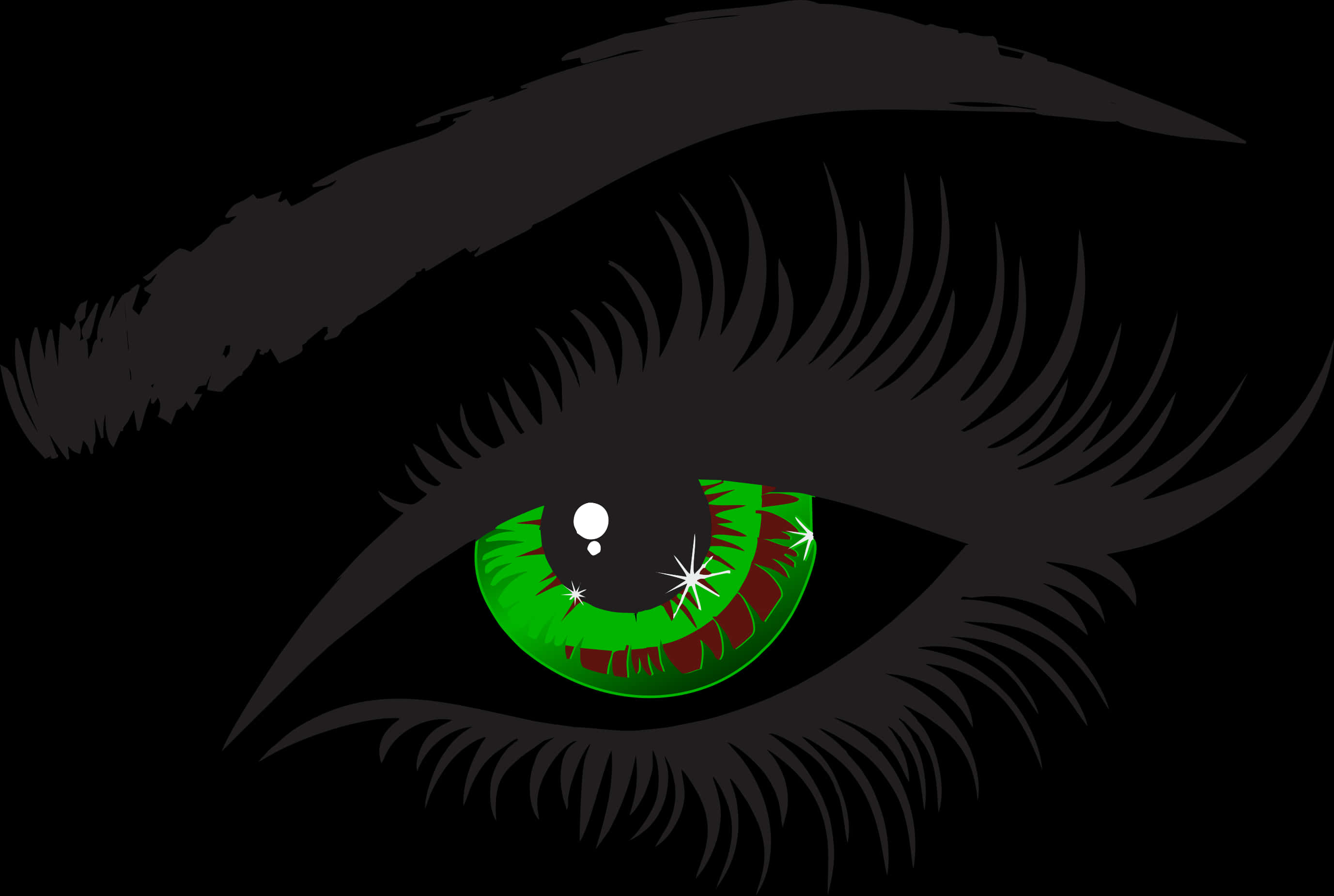 Green Eye Black Lashes Graphic PNG