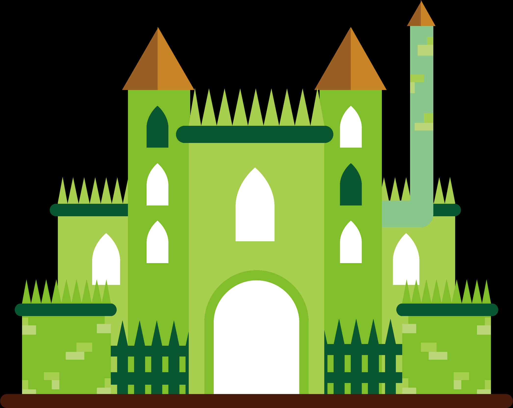 Green Fantasy Castle Illustration PNG