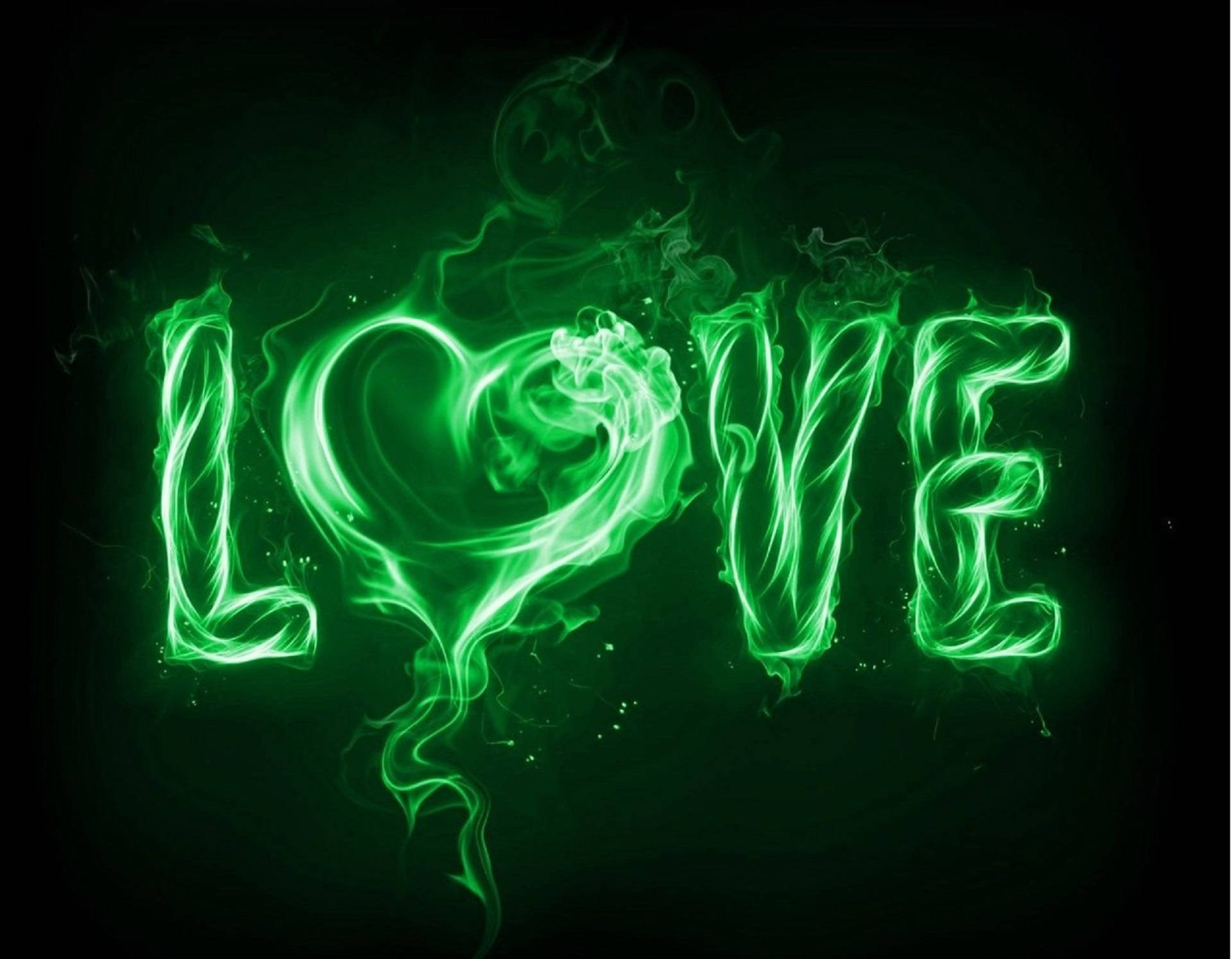 Green Fire Love Logo Wallpaper