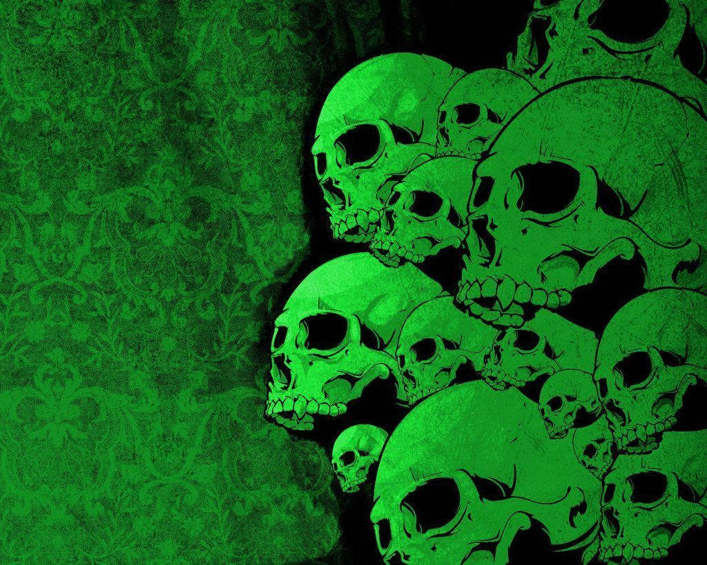 “A Vibrant Green Fire Skull” Wallpaper