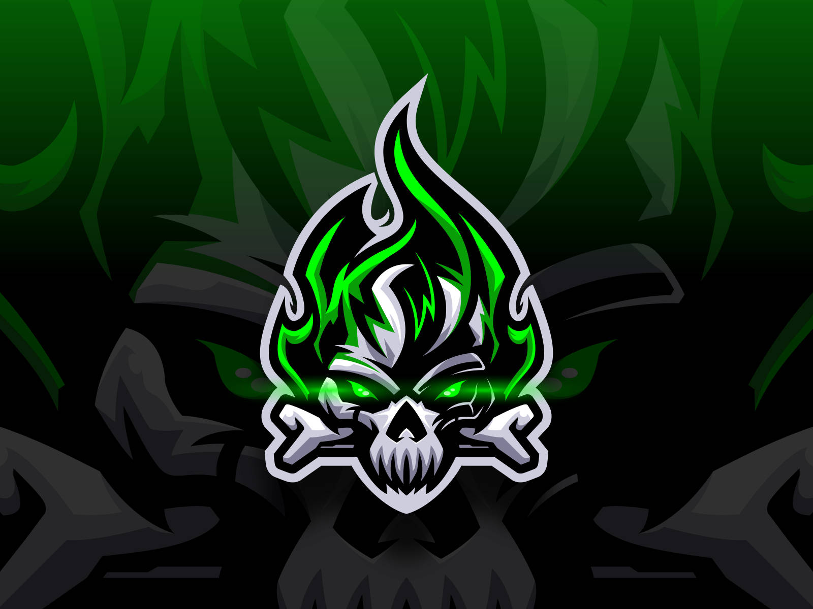 A Green Skull Logo On A Black Background Wallpaper