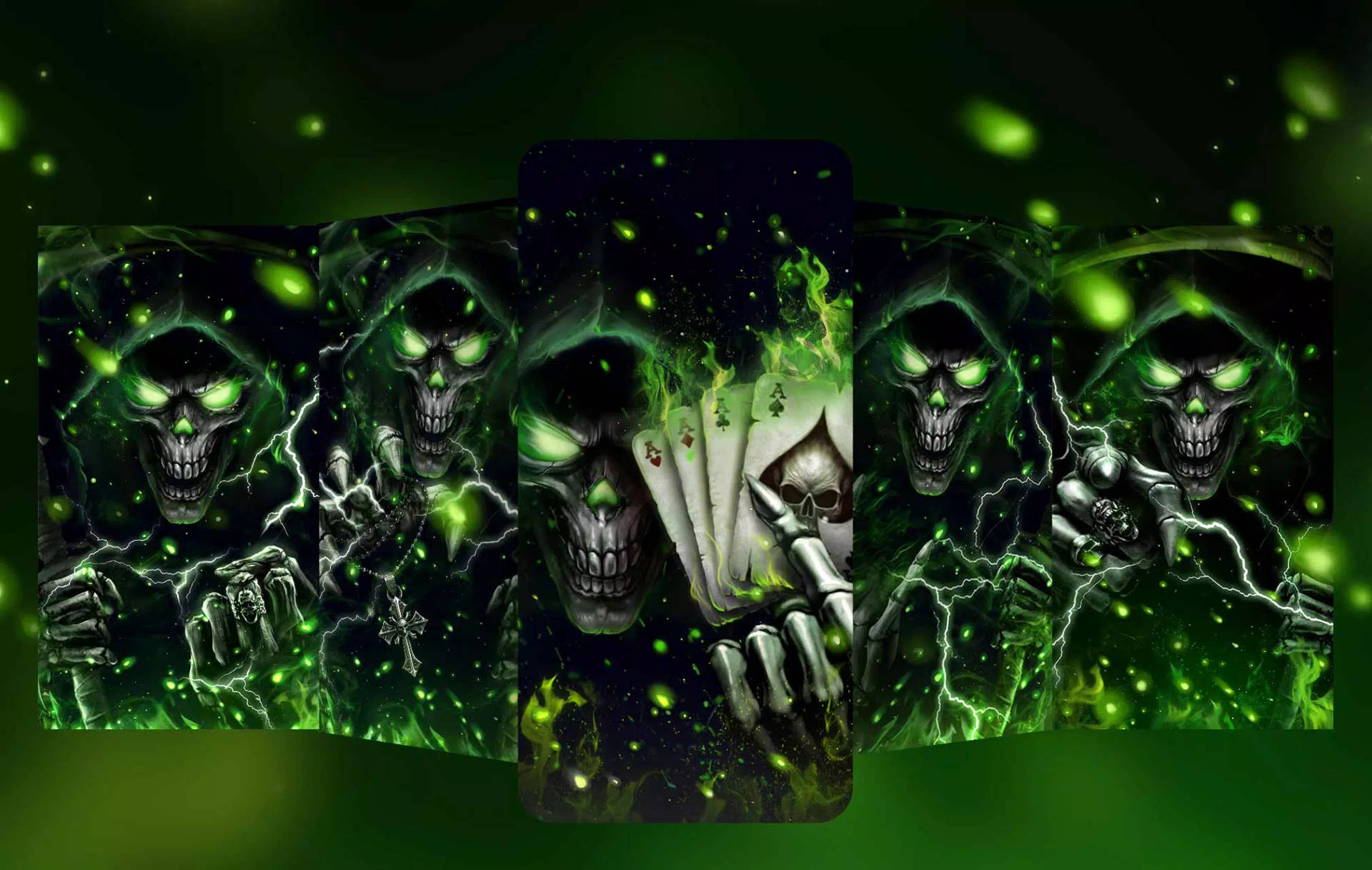 A Green Background With Skeletons On It Wallpaper