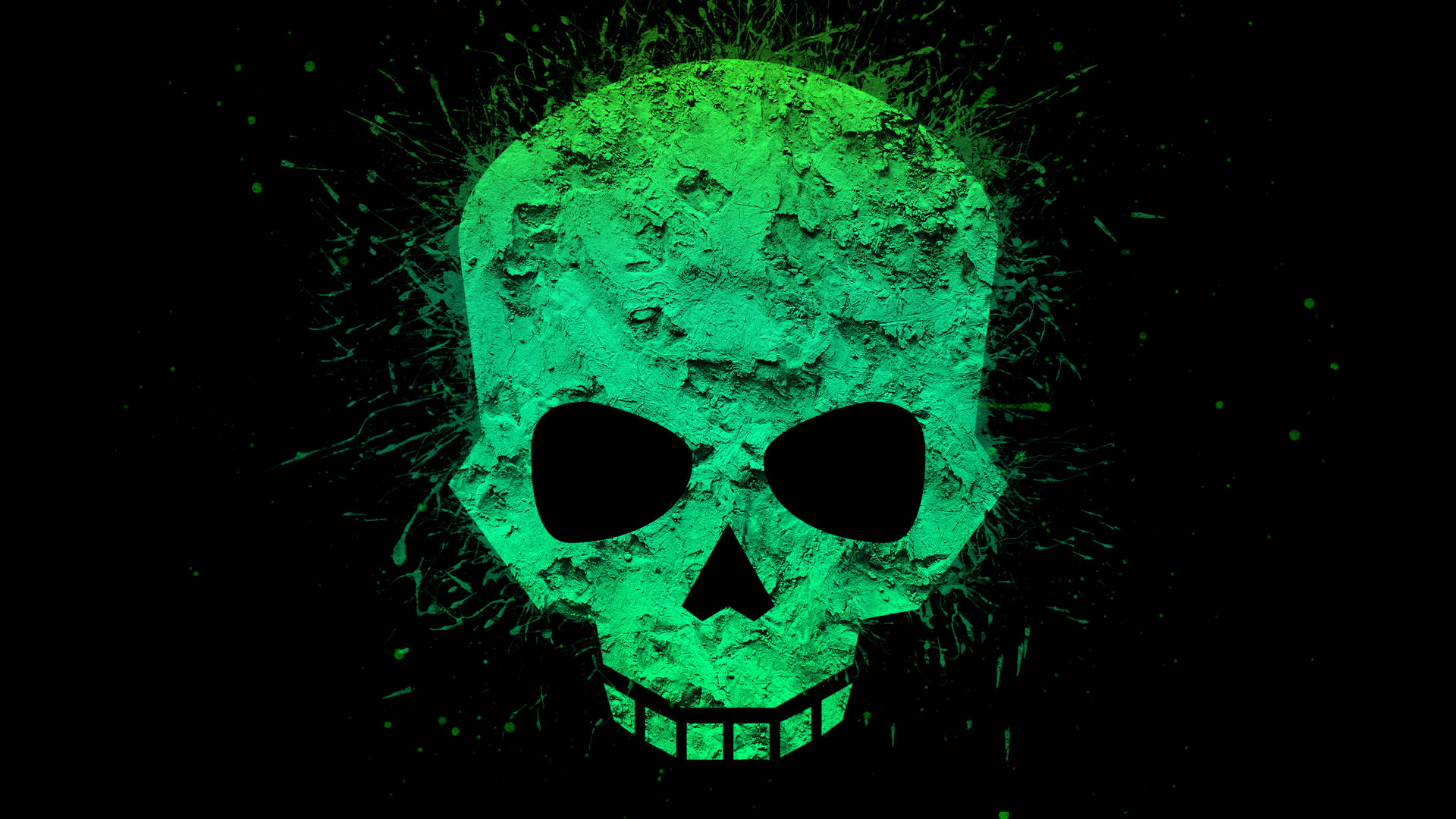 A Lurking Green Fire Skull Wallpaper