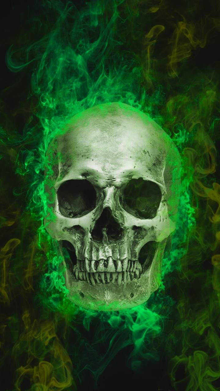 "Mysterious Green Fire Skull" Wallpaper