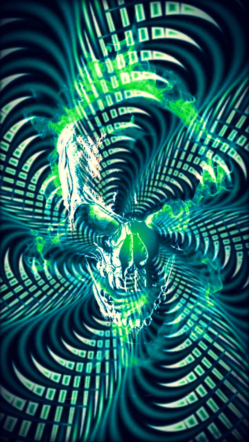 "Set the Night Ablaze with a Green Fire Skull" Wallpaper