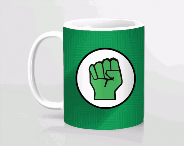 Green Fist Printed Mug PNG