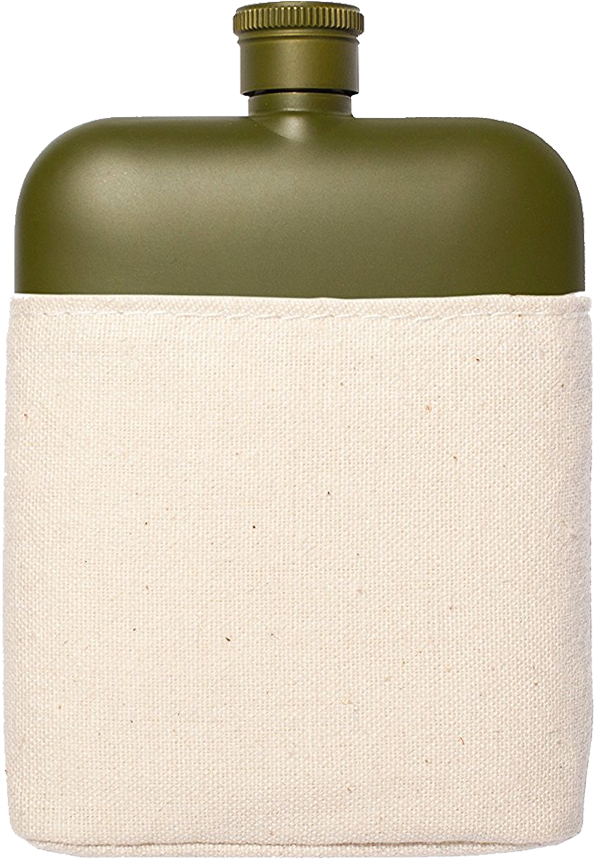Green Flaskwith Beige Cover PNG
