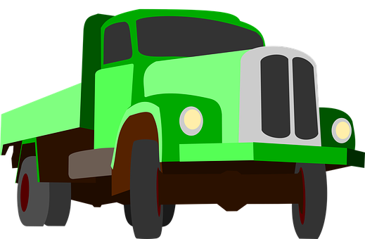 Green Flatbed Truck Illustration PNG