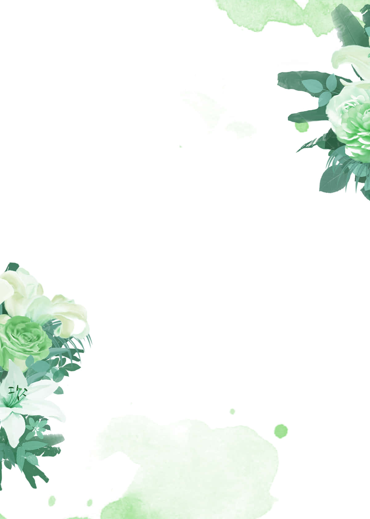 Green Floral Watercolor Background