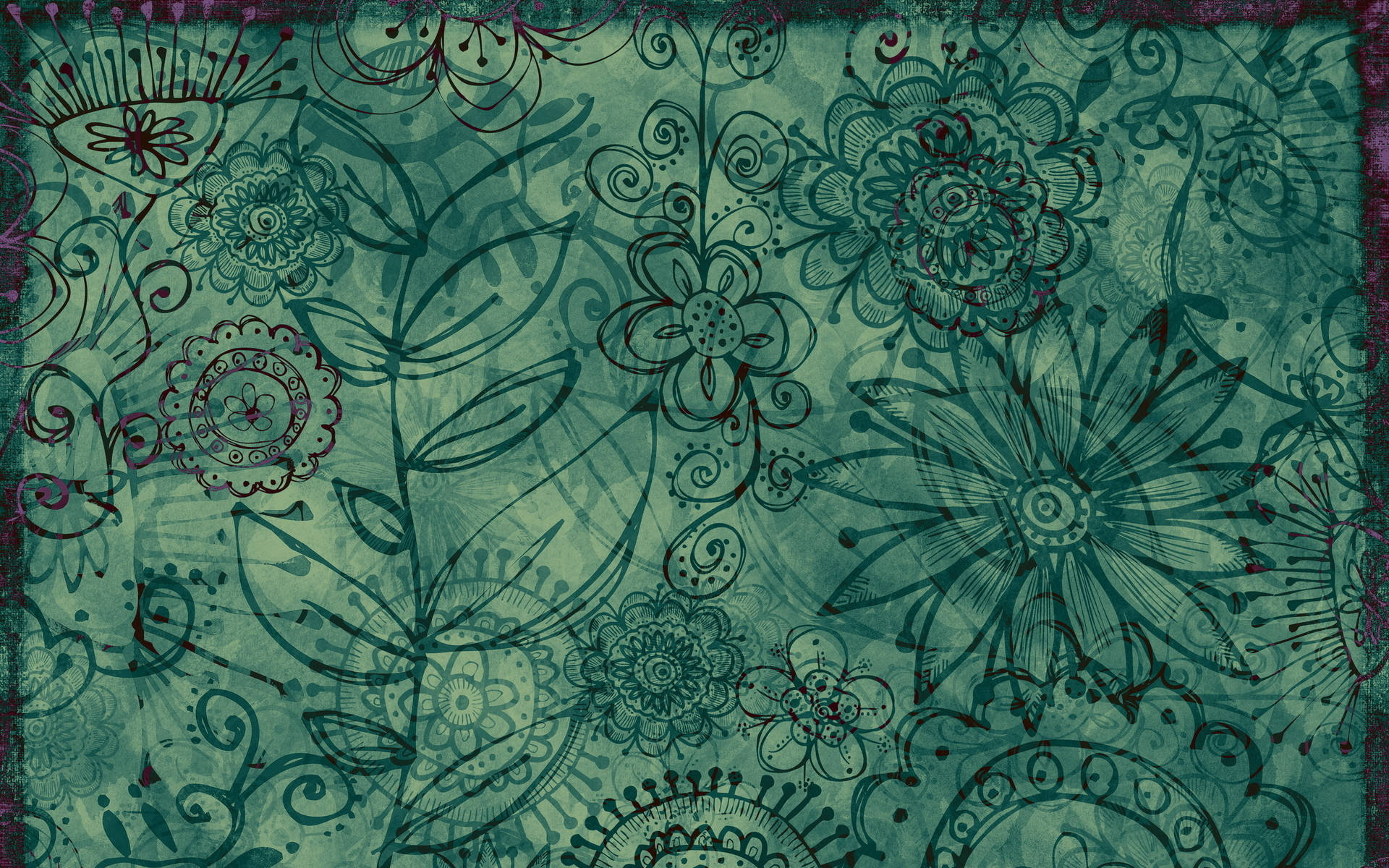 Green Floral Boho Pattern Wallpaper