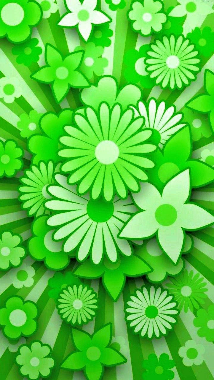 Green Floral Bright Wallpaper