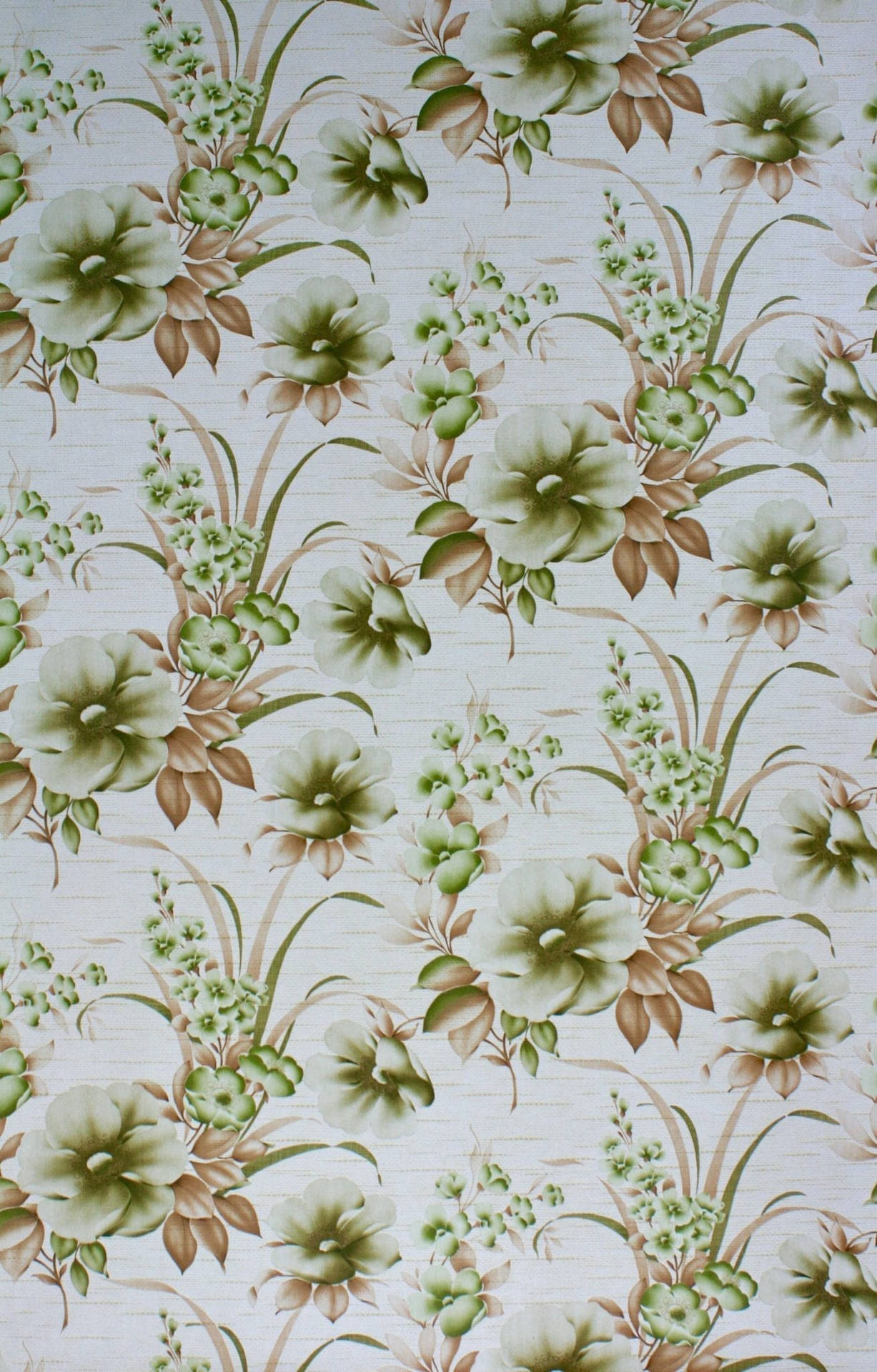 Green Floral Brown Leaves Wallpaper