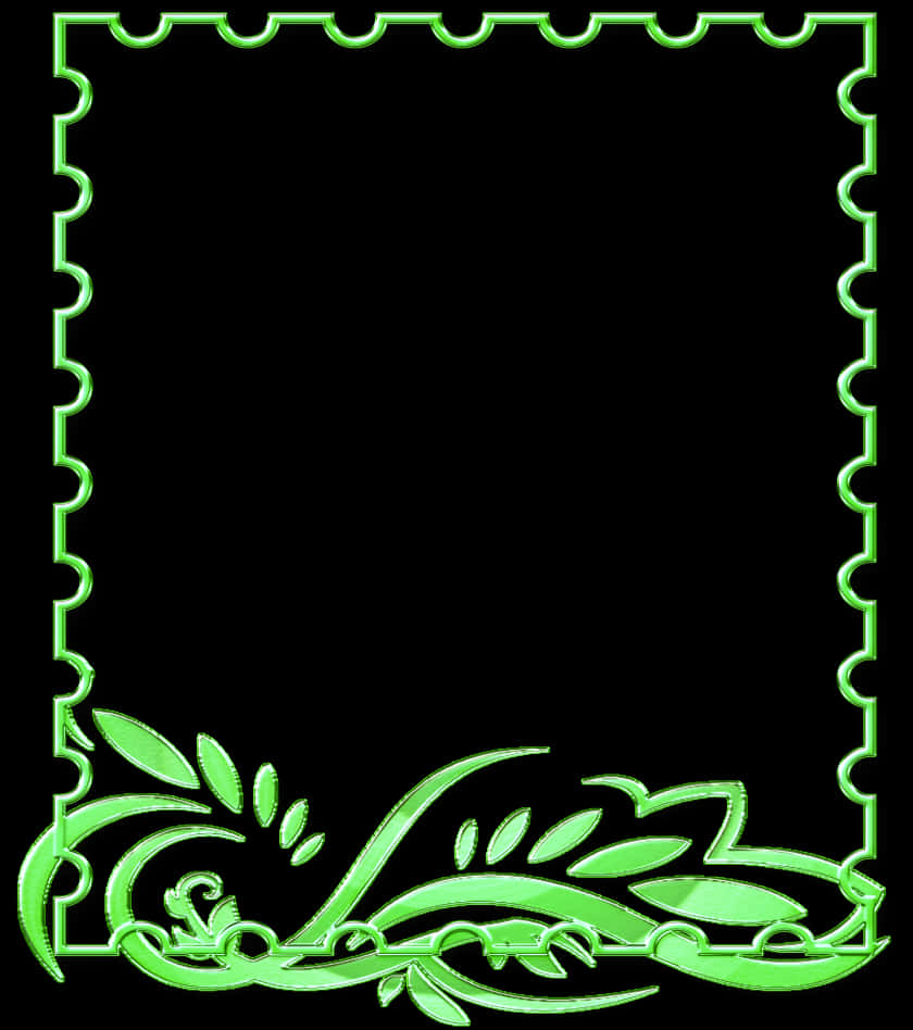 Green Floral Decorative Border PNG
