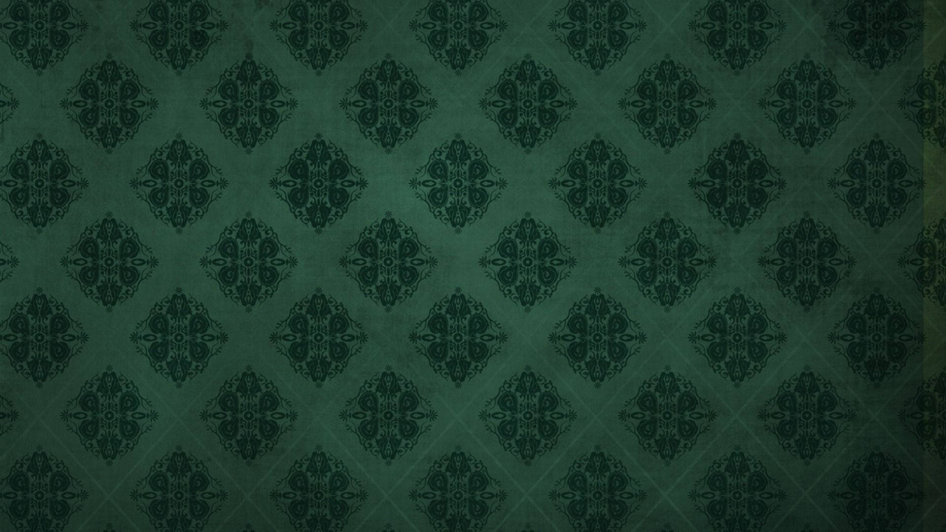 Green Floral Diamond-shaped Wallpaper
