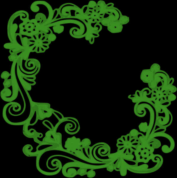 Green Floral Frame Design PNG