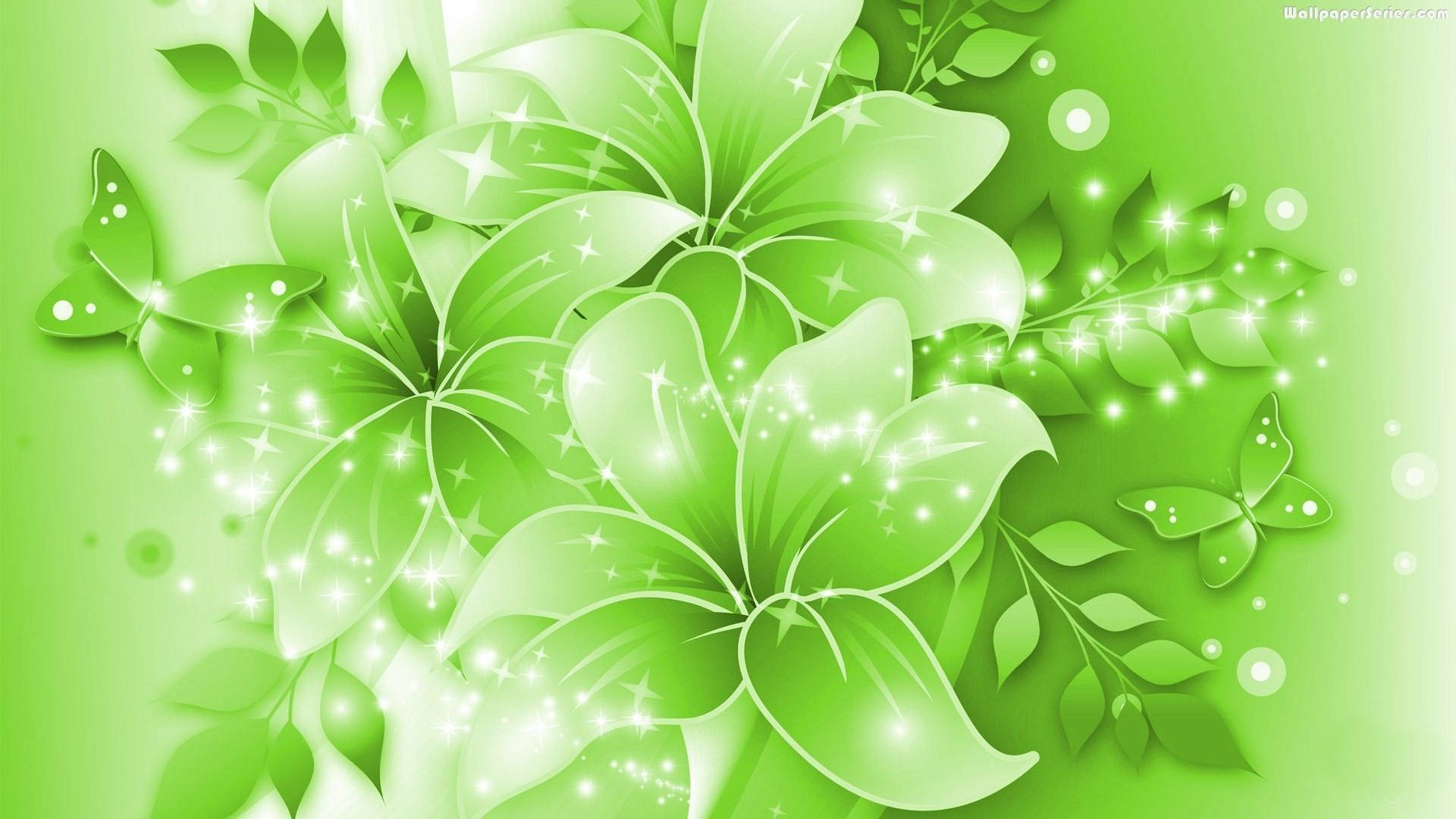 Green Floral Full Bloom Wallpaper