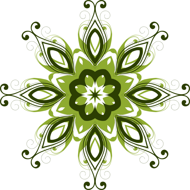 Green Floral Mandala Design PNG