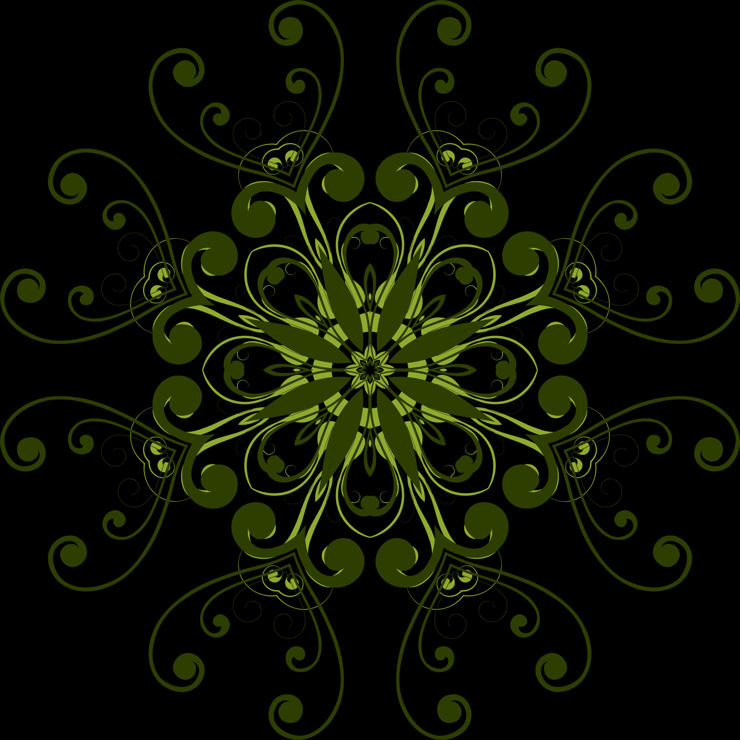 Green Floral Mandala Design PNG