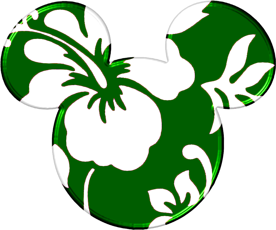 Green Floral Mickey Mouse Ears PNG