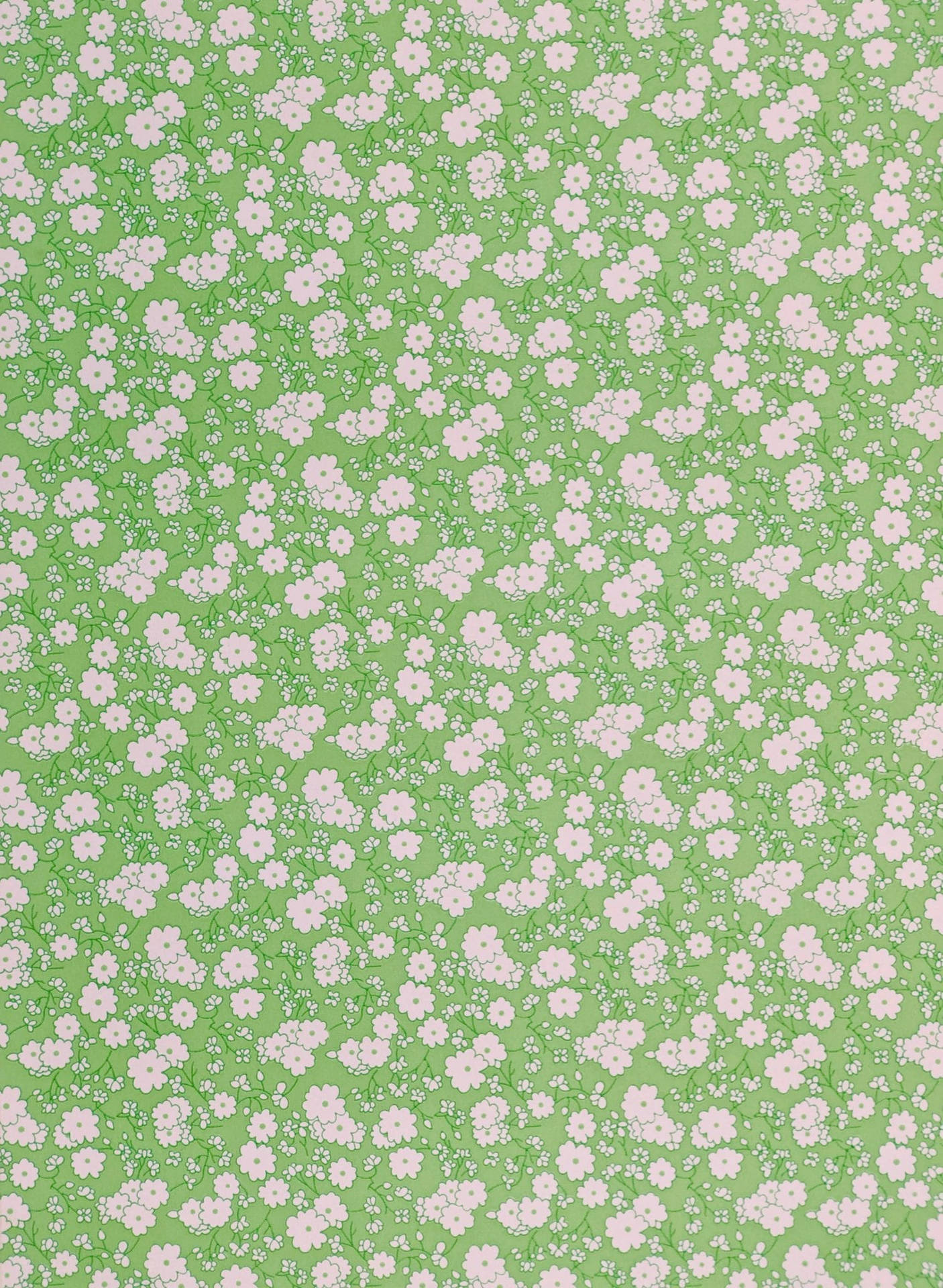 Mönstratgrönt Blommigt Med Symmetri. Wallpaper
