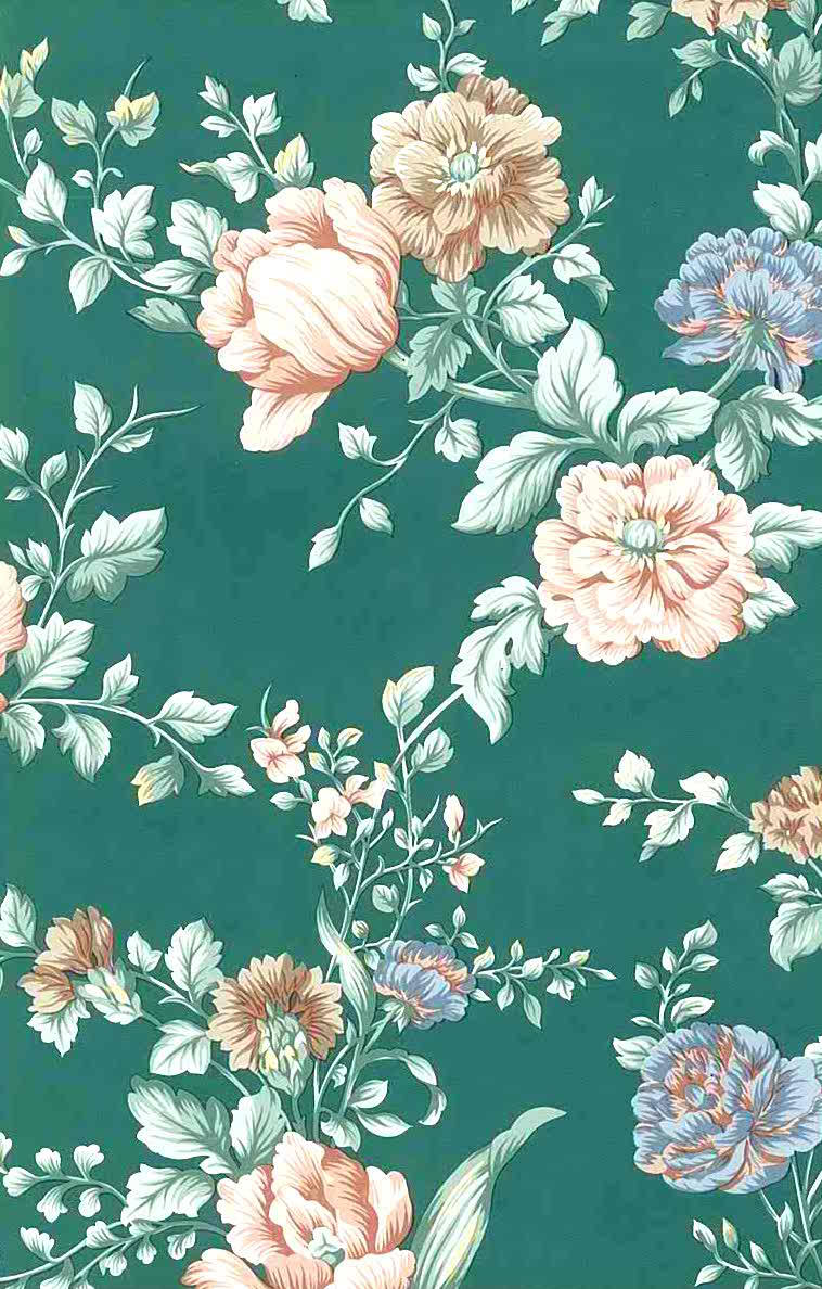 Green Floral Vintage Style Wallpaper