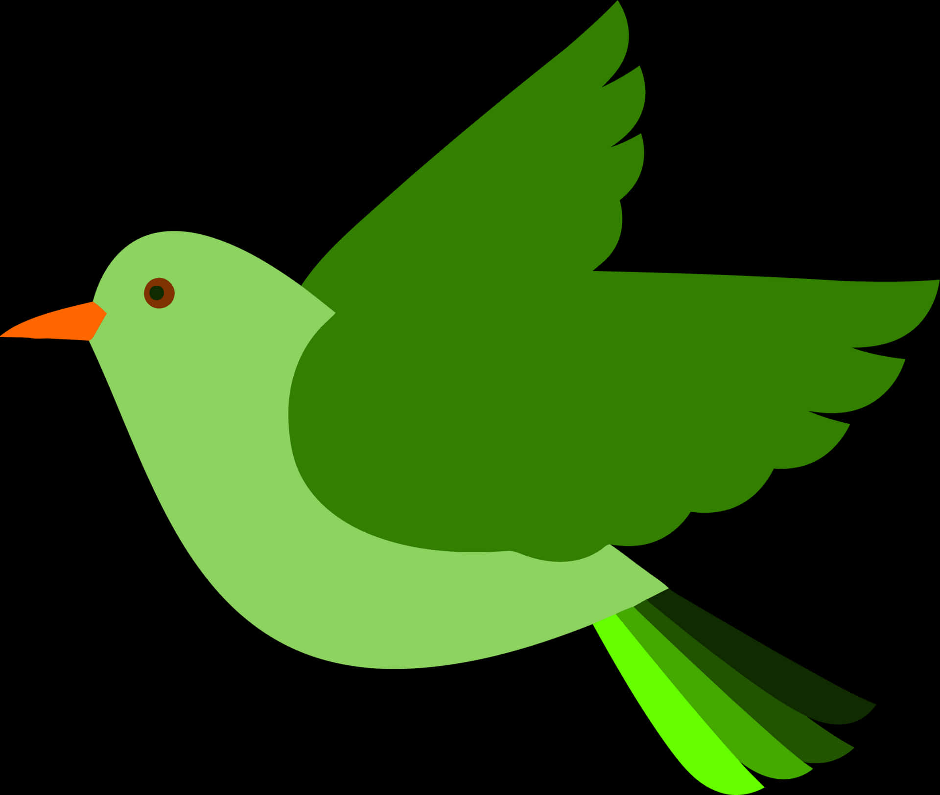 Green_ Flying_ Bird_ Vector_ Graphic PNG