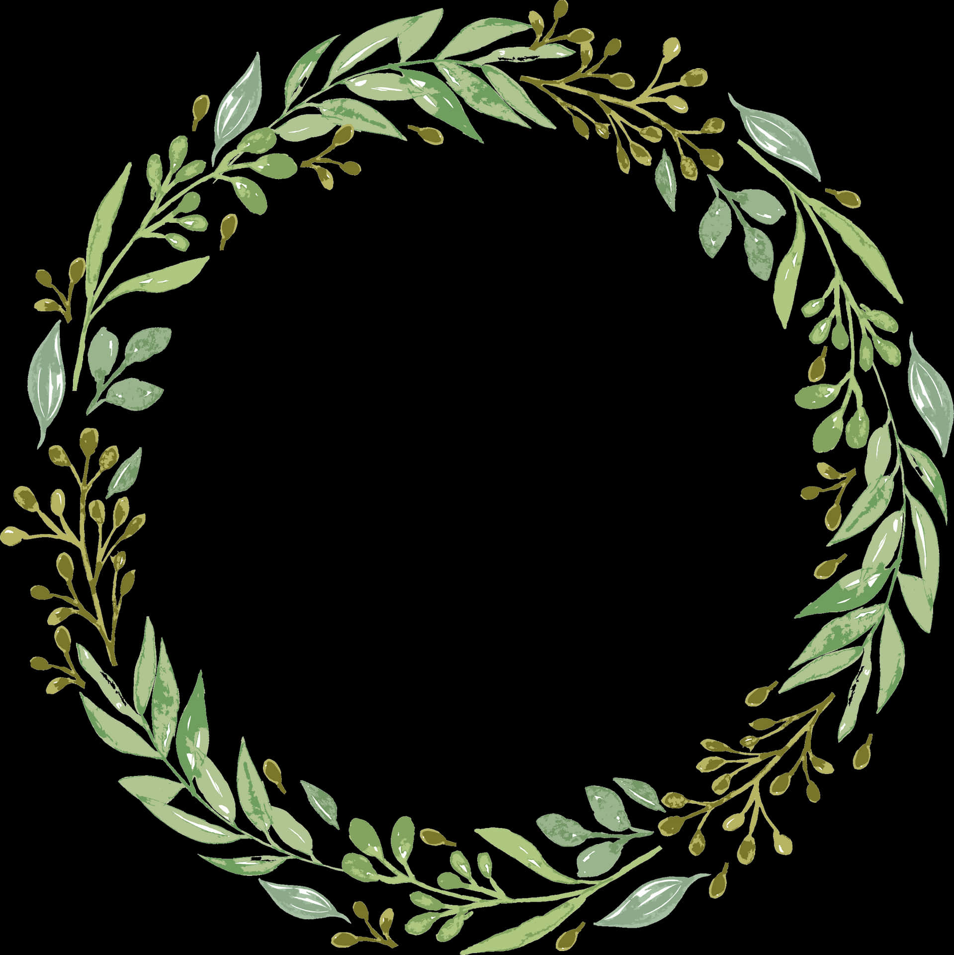 Green_ Foliage_ Wreath_ Vector PNG