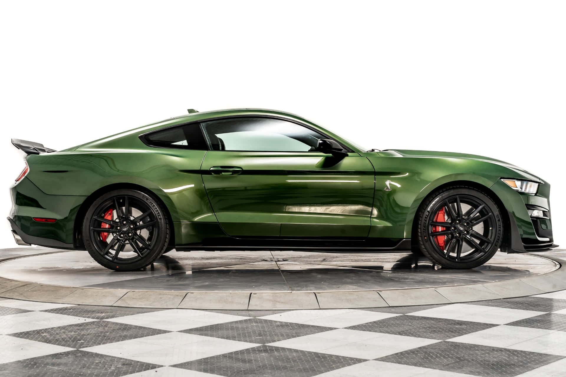 Green Ford Mustang Shelby G T500 Side View Wallpaper