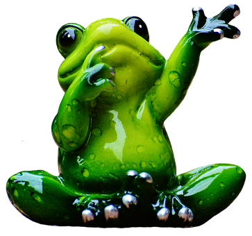 Green Frog Figurine Shiny Surface PNG
