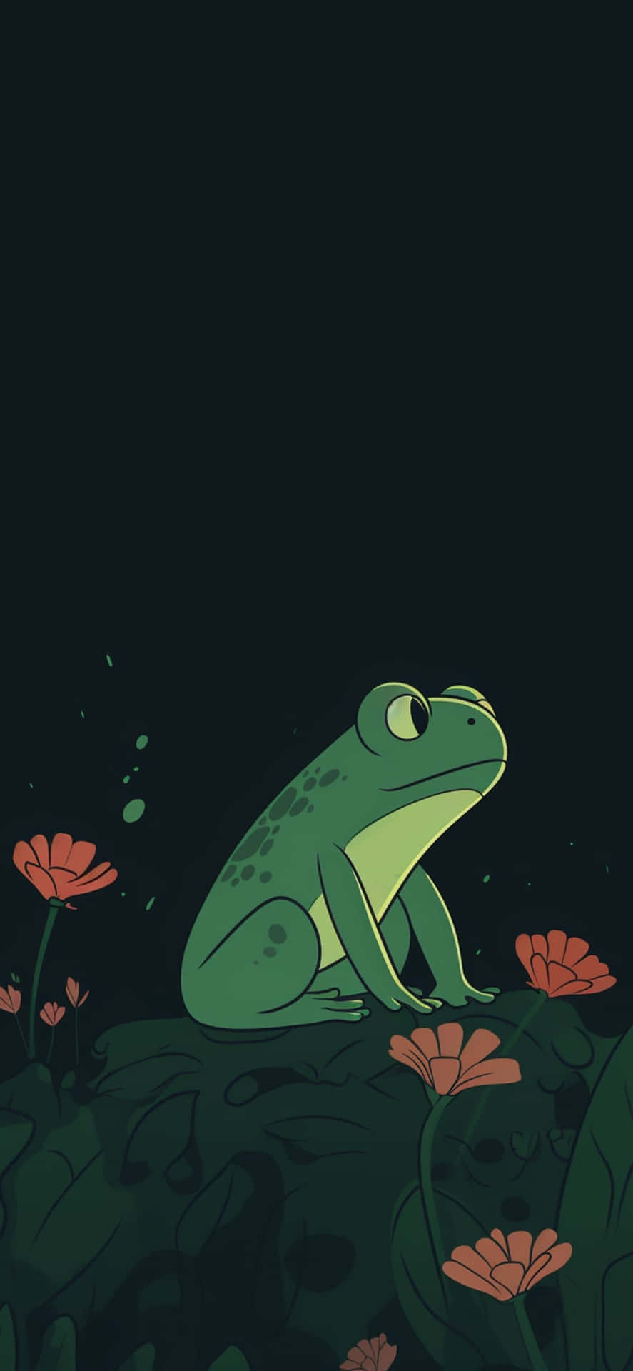 Green Frog Nighttime Illustration Wallpaper