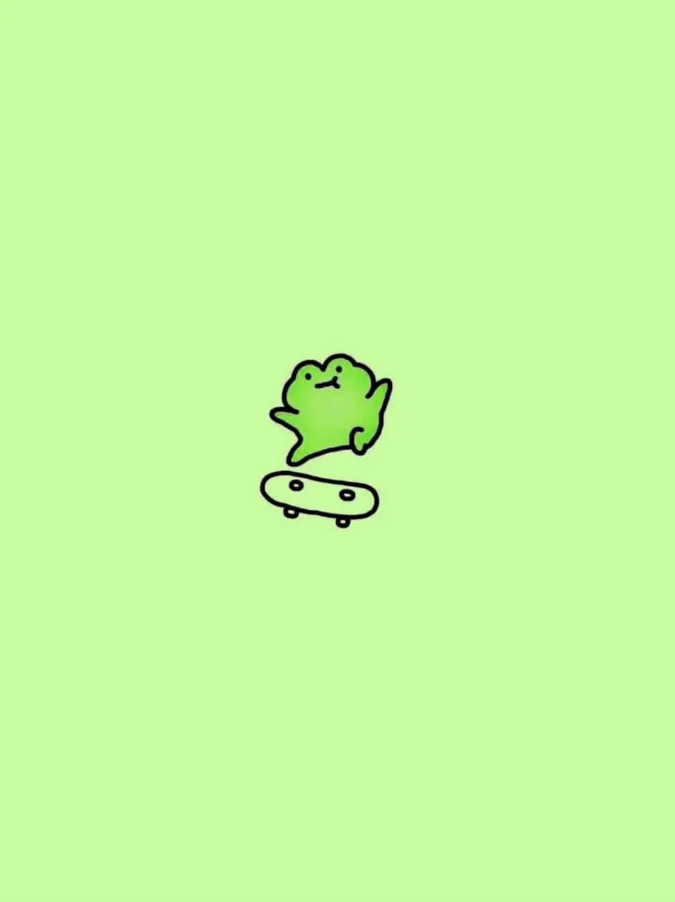 Green Frog Skateboarding Illustration Wallpaper