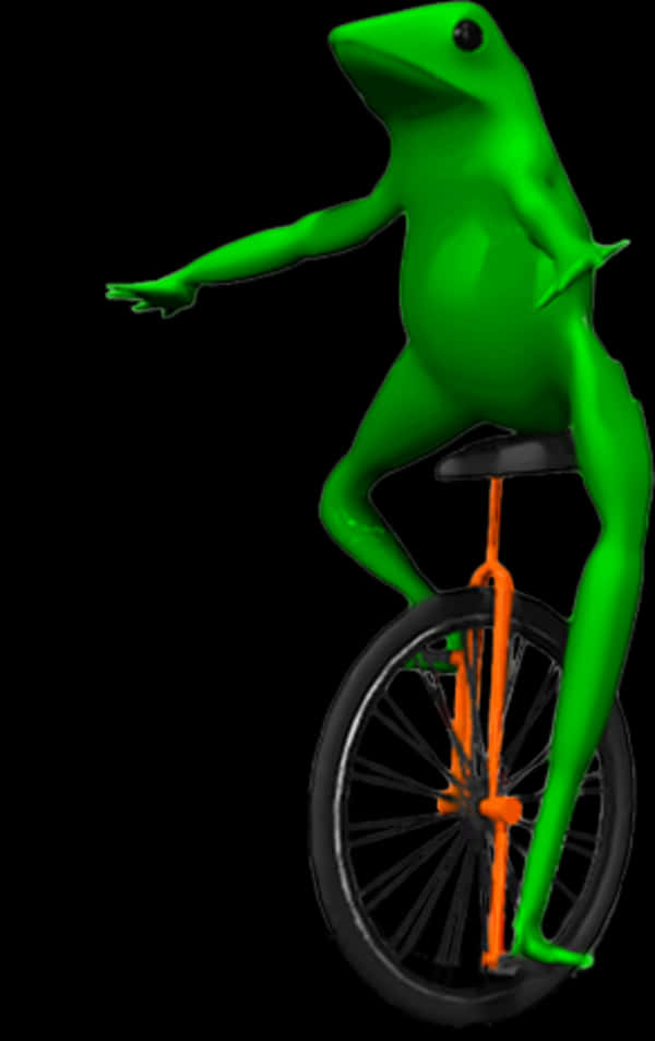 Green Frog Unicycle Performance PNG