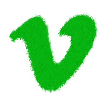 Green Furry Letter V PNG