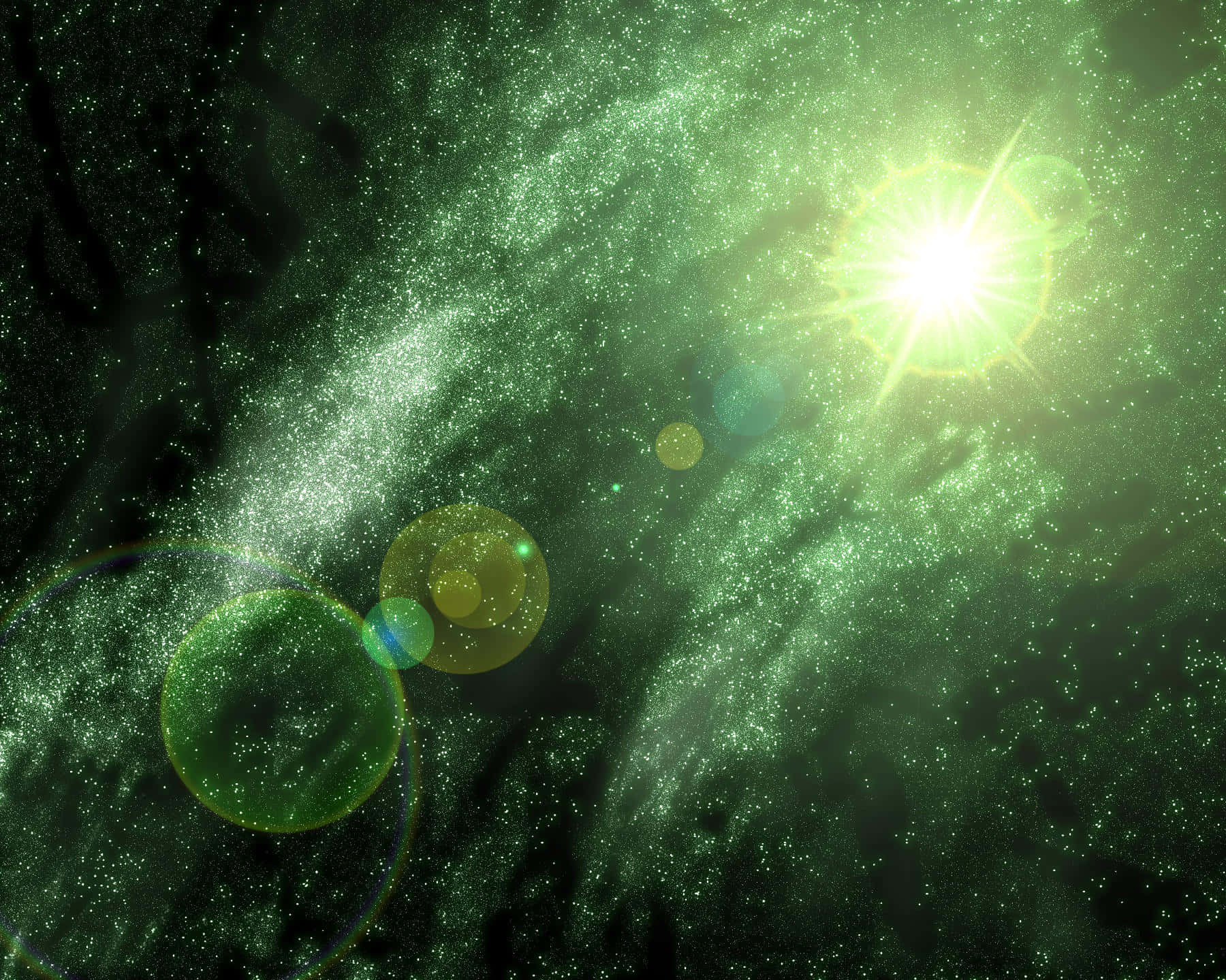 Stunning Green Galaxy in Deep Space