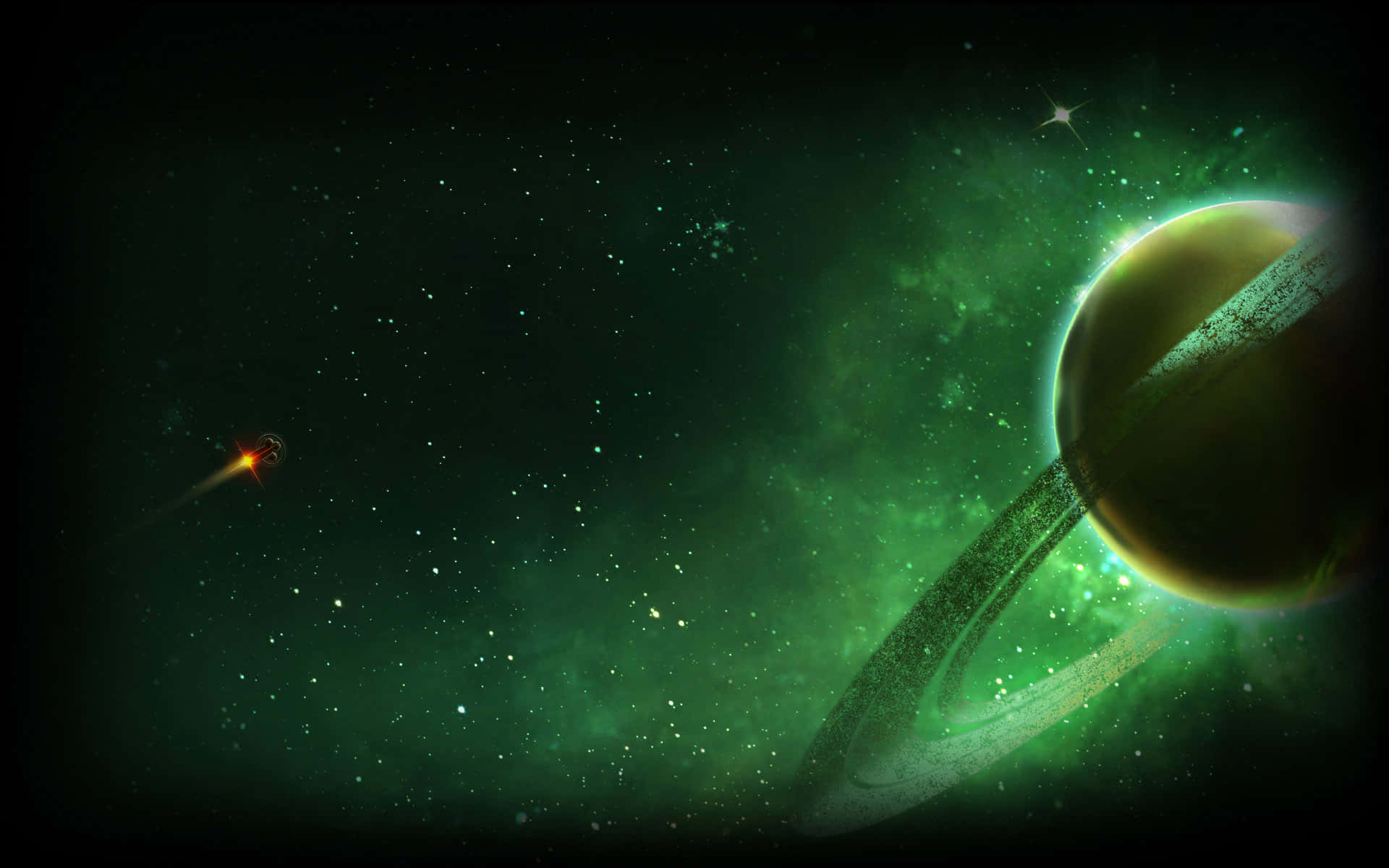 Explore the beauty of the Green Galaxy Wallpaper