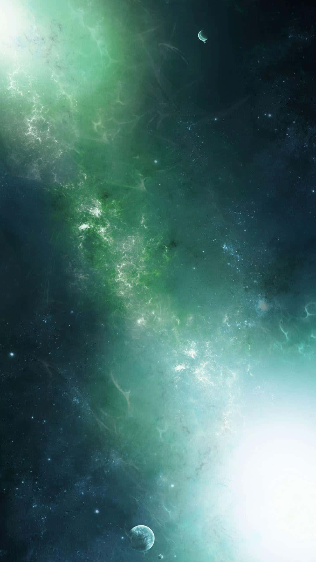 Explore the beauty of the Green Galaxy Wallpaper