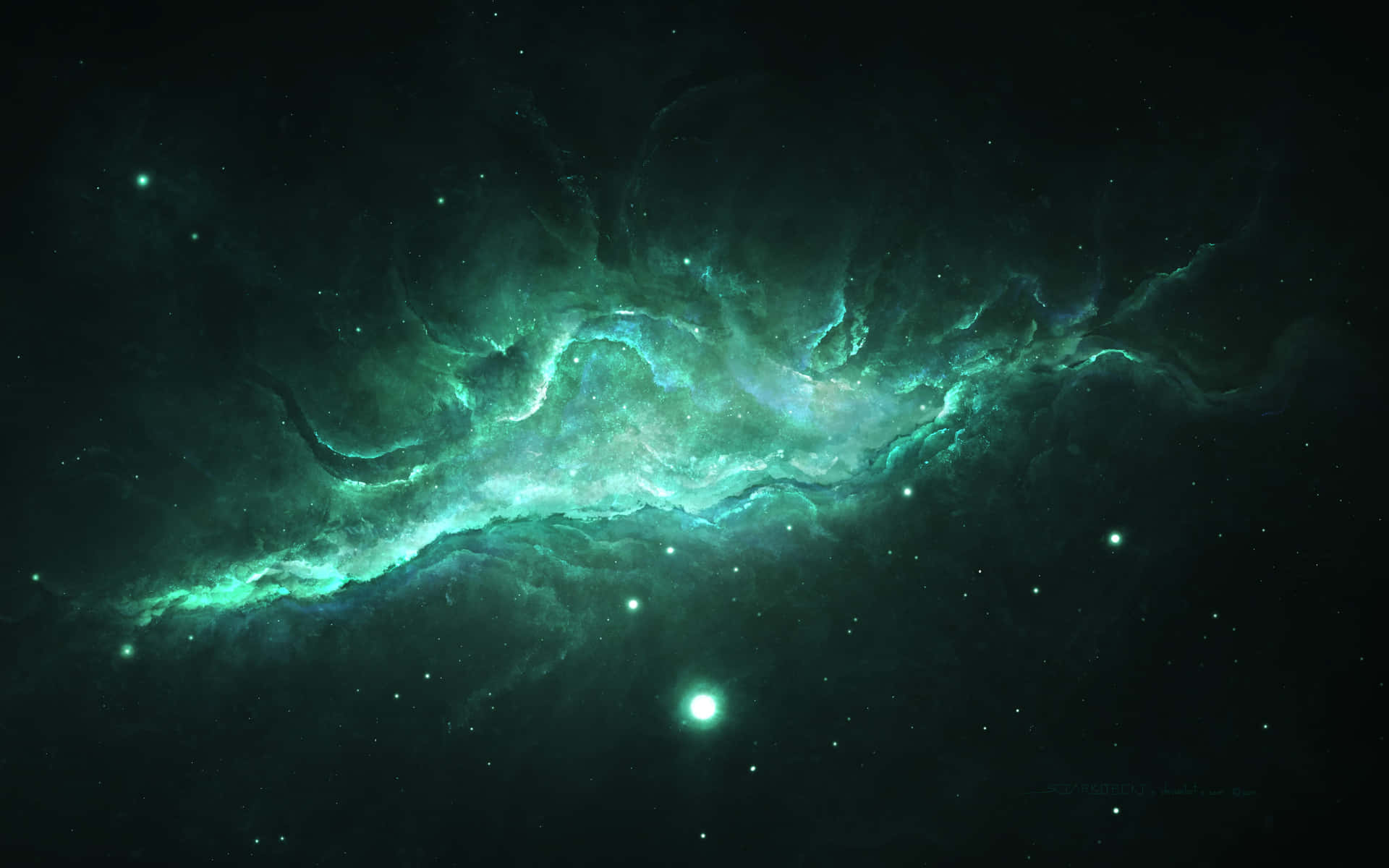 Green Galaxy Stars And Light Wallpaper