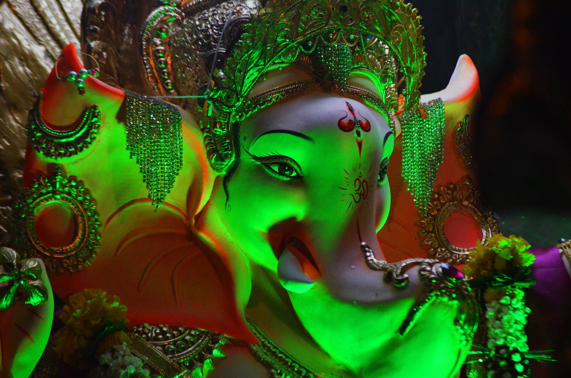 Captivating Image of Deep Green Ganesh in Full HD Wallpaper