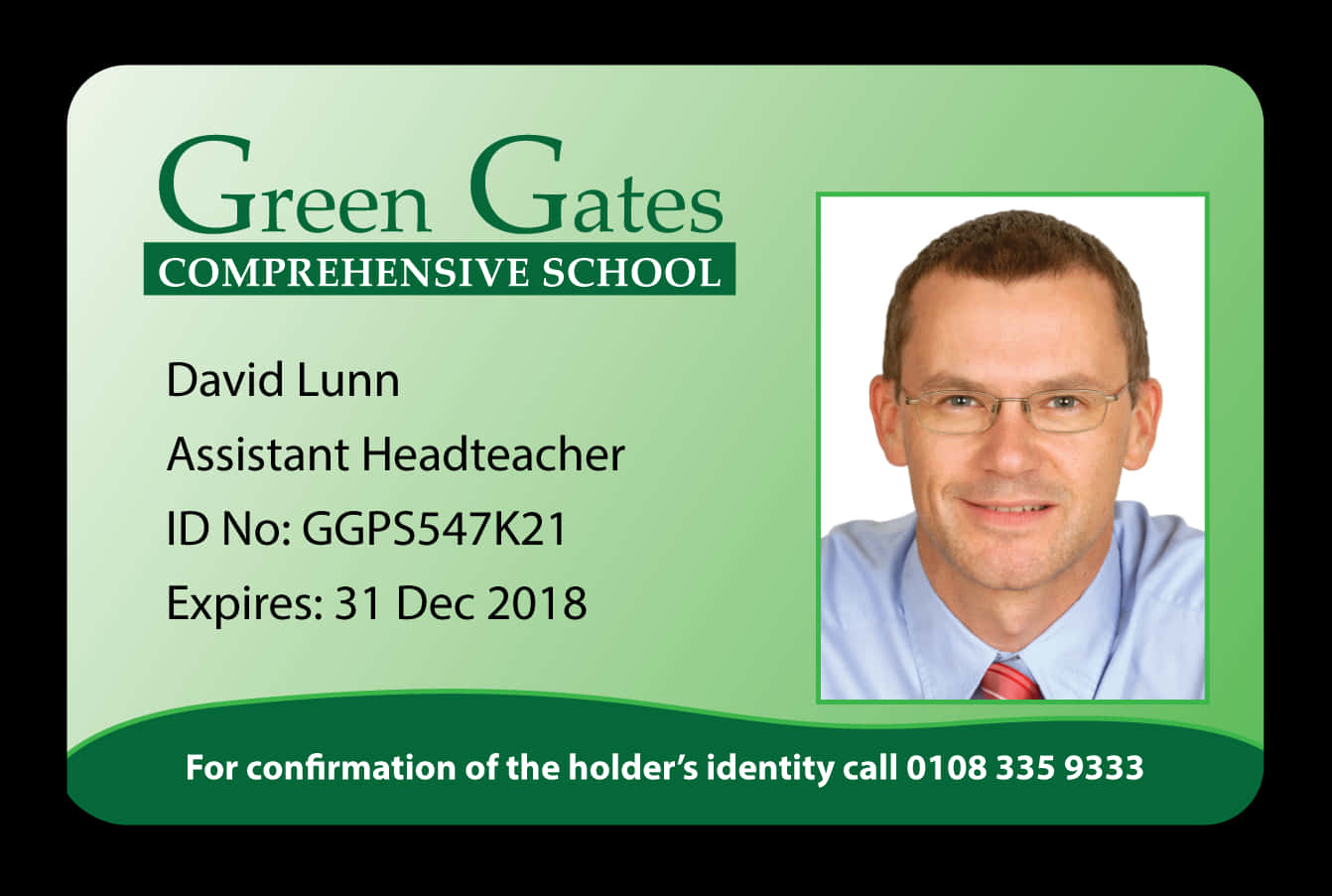 Green Gates School I D Card Design PNG